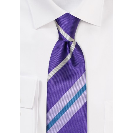 Slim Cut Striped Tie Lilac and Purple