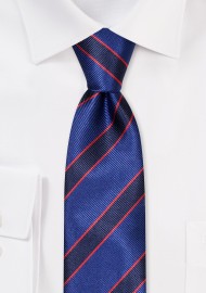 Navy and Midnight Repp Stripe Skinny Tie