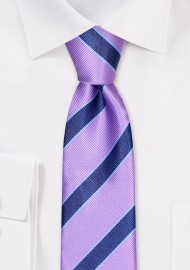 Repp Skinny Tie in Lilac and Navy