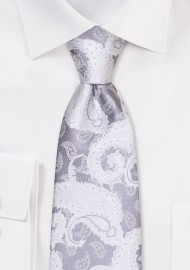 Bold Woven Paisley Tie in Elegant Silver