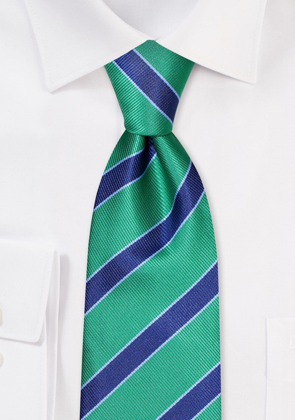 Kelly Green and Navy Repp Striped Tie