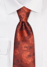 Retro Floral Tie in Rust