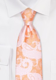 Pastel Orange and Ivory Paisley Tie