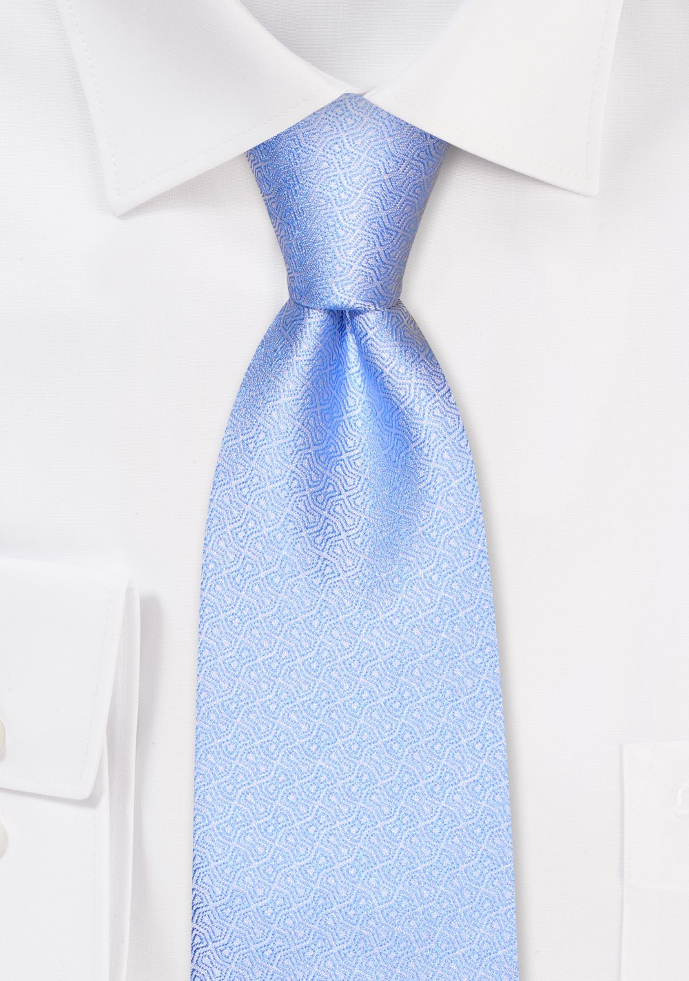 Geo Check Tie in Ice Blue