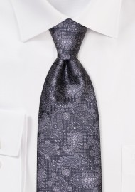 Textured Paisley Tie in Charcoal Gray