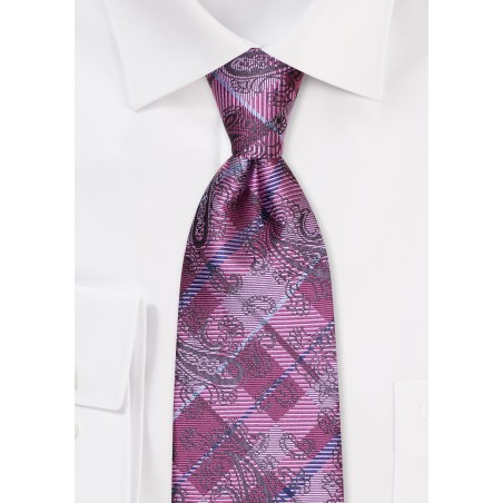 Paisley Check Tie in Pink