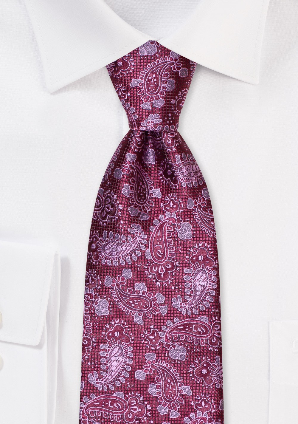 Textured Paisley Tie in Berry