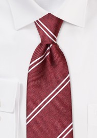 Double Stripe Repp Tie in Cabernet