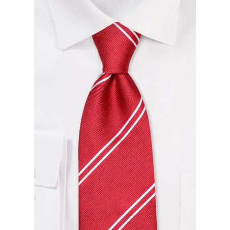 Double Stripe Repp Tie in Cherry Red