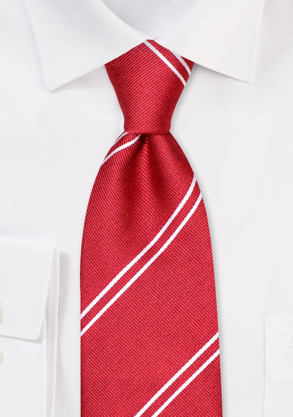 Double Stripe Repp Tie in Cherry Red