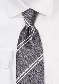 Double Stripe Repp Tie in Graphite
