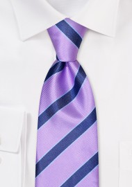 Repp Tie in Lilac and Navy