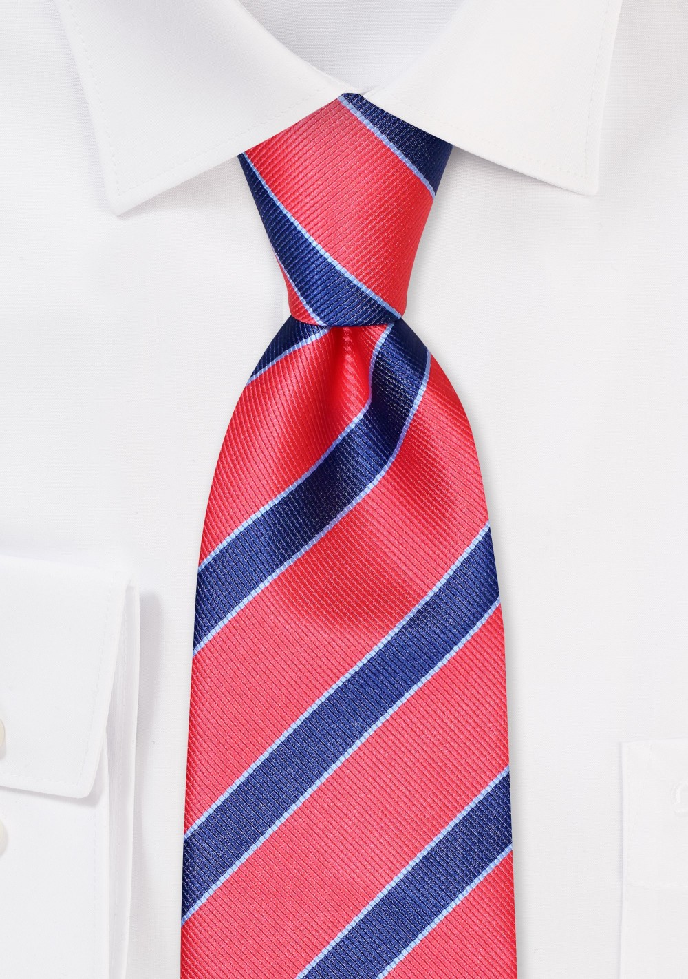 Coral and Navy Repp Striped Tie