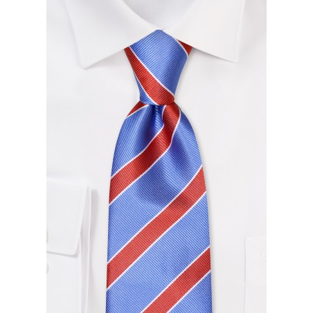Light Blue and Burnt Orange Striped Tie