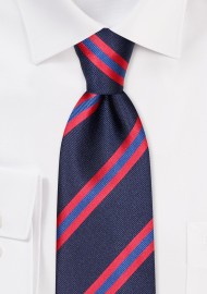 Business Stripe Tie in Navy and Crimson