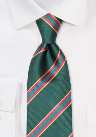 Juniper Green, Bronze, and Gold Striped Tie
