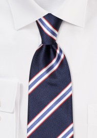 Business Striped Tie in Navy and Silver
