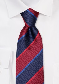 Rugby Striped Necktie in Crimson and Navy