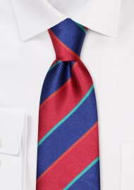 Rugby Striped Necktie in Red and Blue