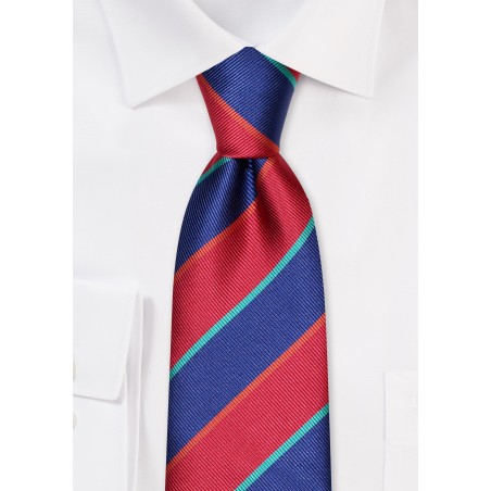 Rugby Striped Necktie in Red and Blue