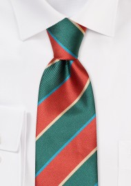 Rugby Striped Necktie in Terracotta and Hunter Green
