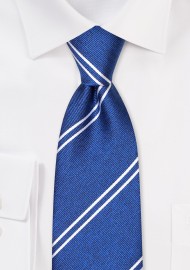Double Stripe Repp Tie in Marine Blue