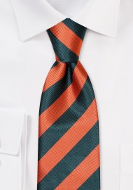 Classic Repp Tie in Orange and Hunter Green