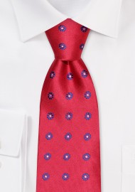 Cherry Tie with Navy Woven Florals