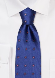 Navy Tie with Woven Florals