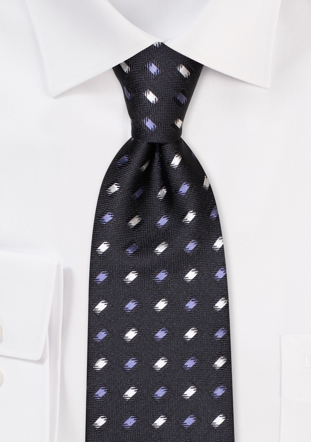 Designer Check Tie in Silver, Gray, and Black