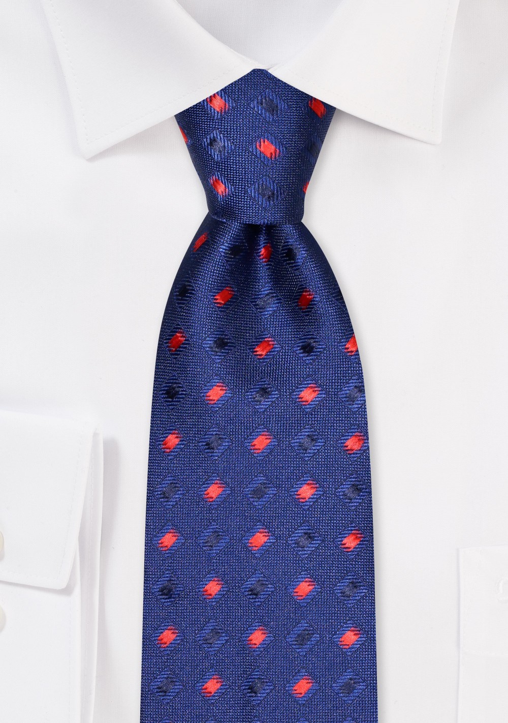 Royal Blue Tie with Navy and Coral Checks