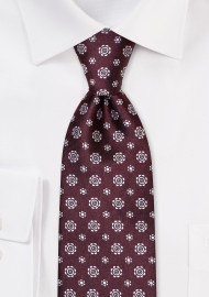 Rosewood Colored Designer Floral Tie