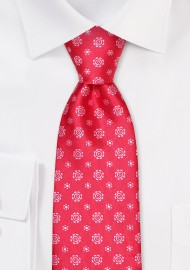 Floral Tie in Cherry Red