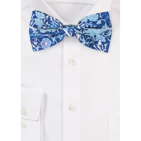 Summer Floral Paisley Cotton Bow in Blues