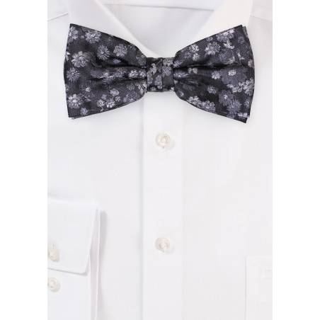 Floral Bowtie in Charcoal Gray