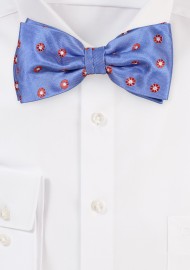 French Blue and Orange Floral Bowtie