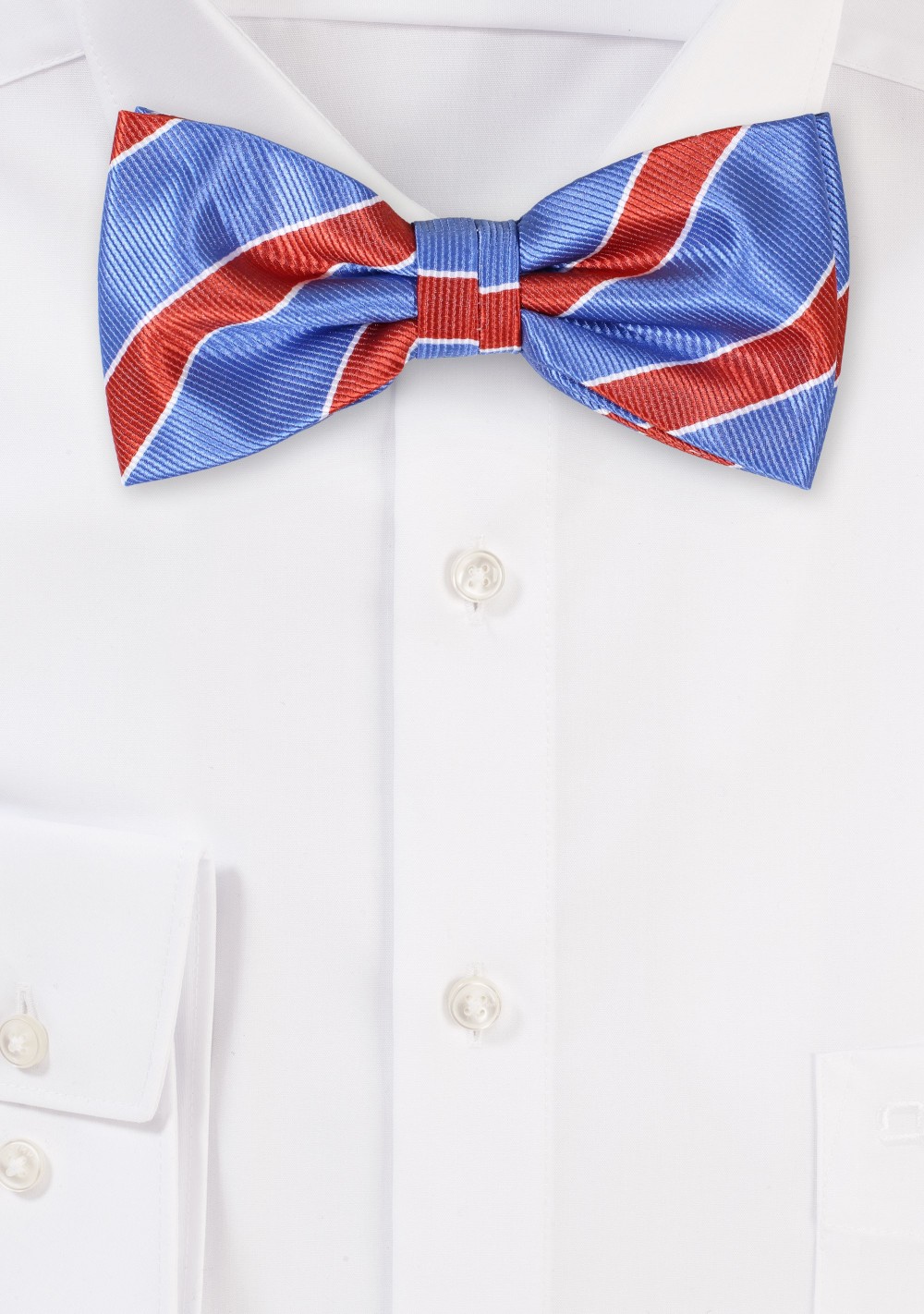 Light Blue and Brown Striped Bow Tie