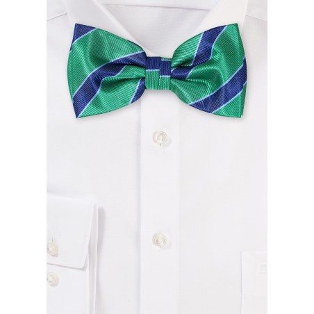 Green and Navy Striped Bowtie