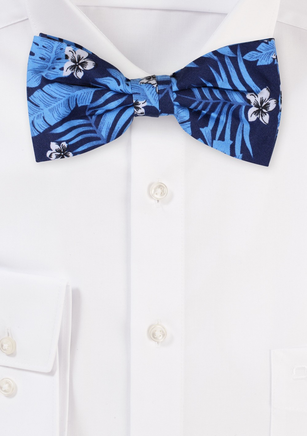 Tropical Floral Print Bow Tie in Blue