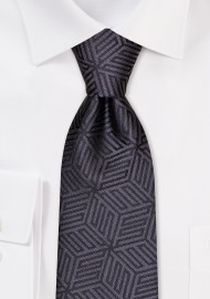 Geometric Designer Tie in Charcoal and Black
