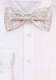 Ivory Champagne Floral Wedding Bow Tie