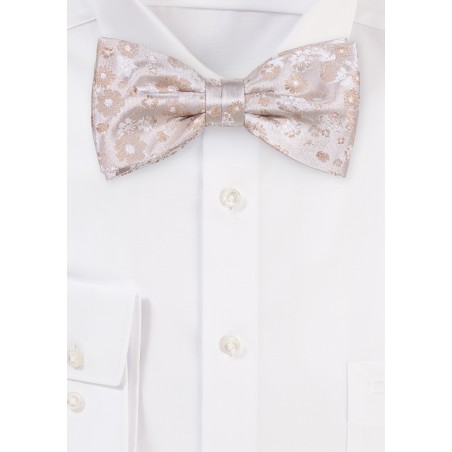 Ivory Champagne Floral Wedding Bow Tie