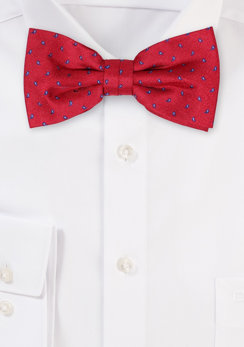 Micro Paisley Bowtie in Cherry Red