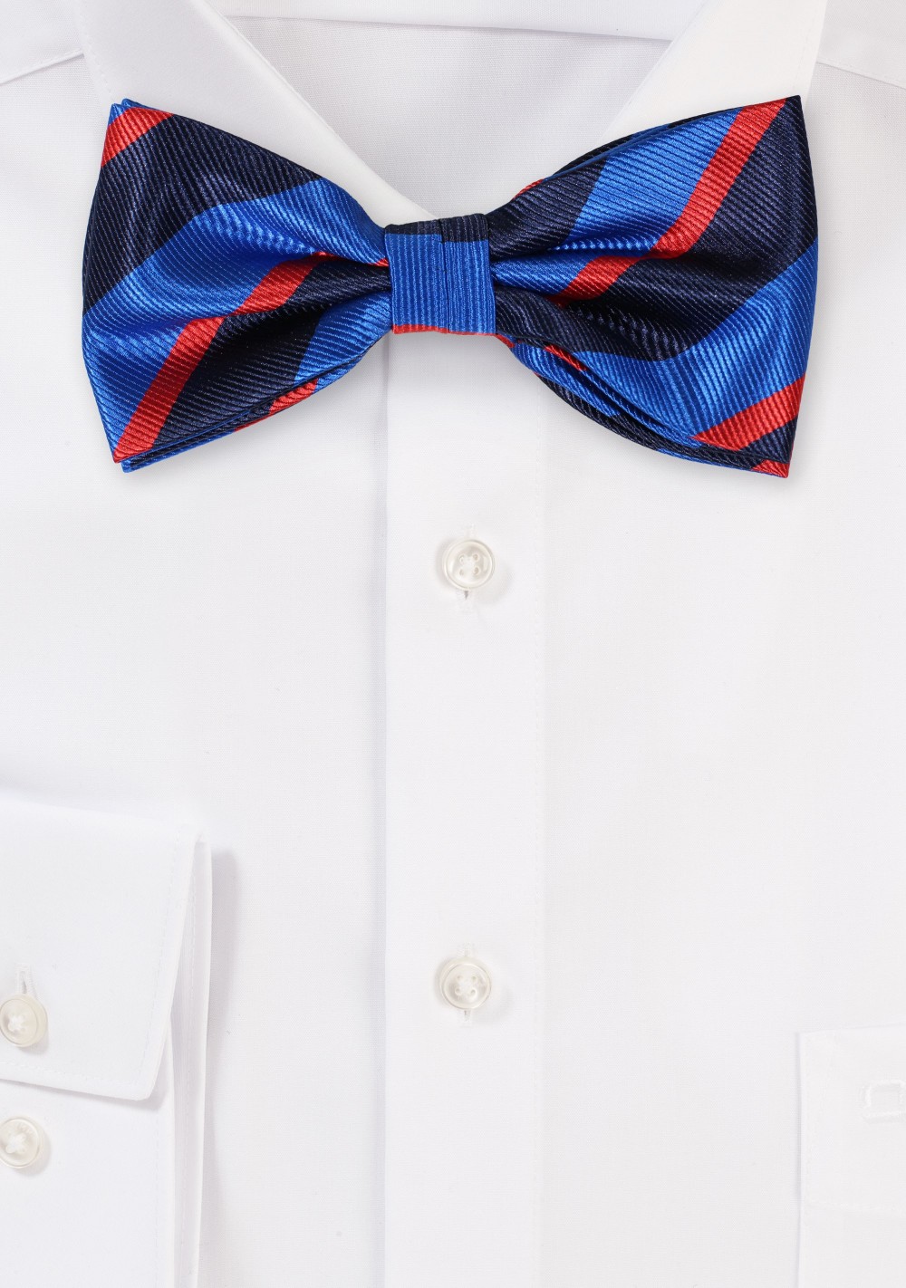 Navy and Red Repp Striped Bowtie