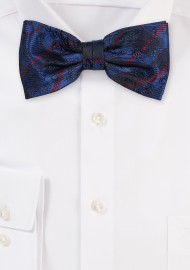 Paisley Check Bowtie in Navy and Cherry Red