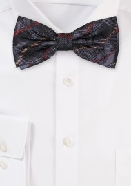 Charcoal Paisley Check Bowtie