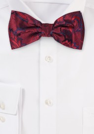 Woolen Paisley Bow Tie in Reds and Blues