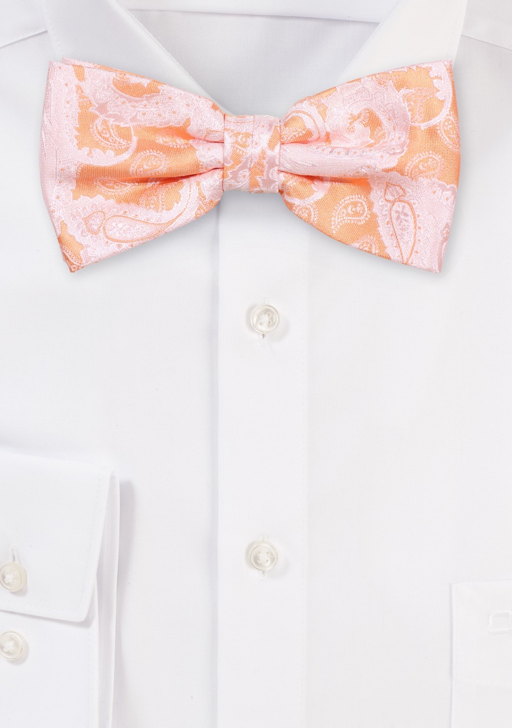Orange and Silver Paisley Bow Tie