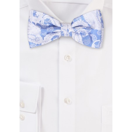 Paisley Bowtie in French Blue and Silver