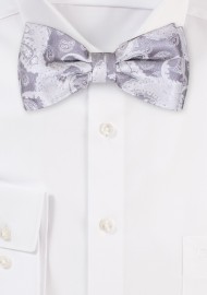 Bold Paisley Bow Tie in Silver and Gray